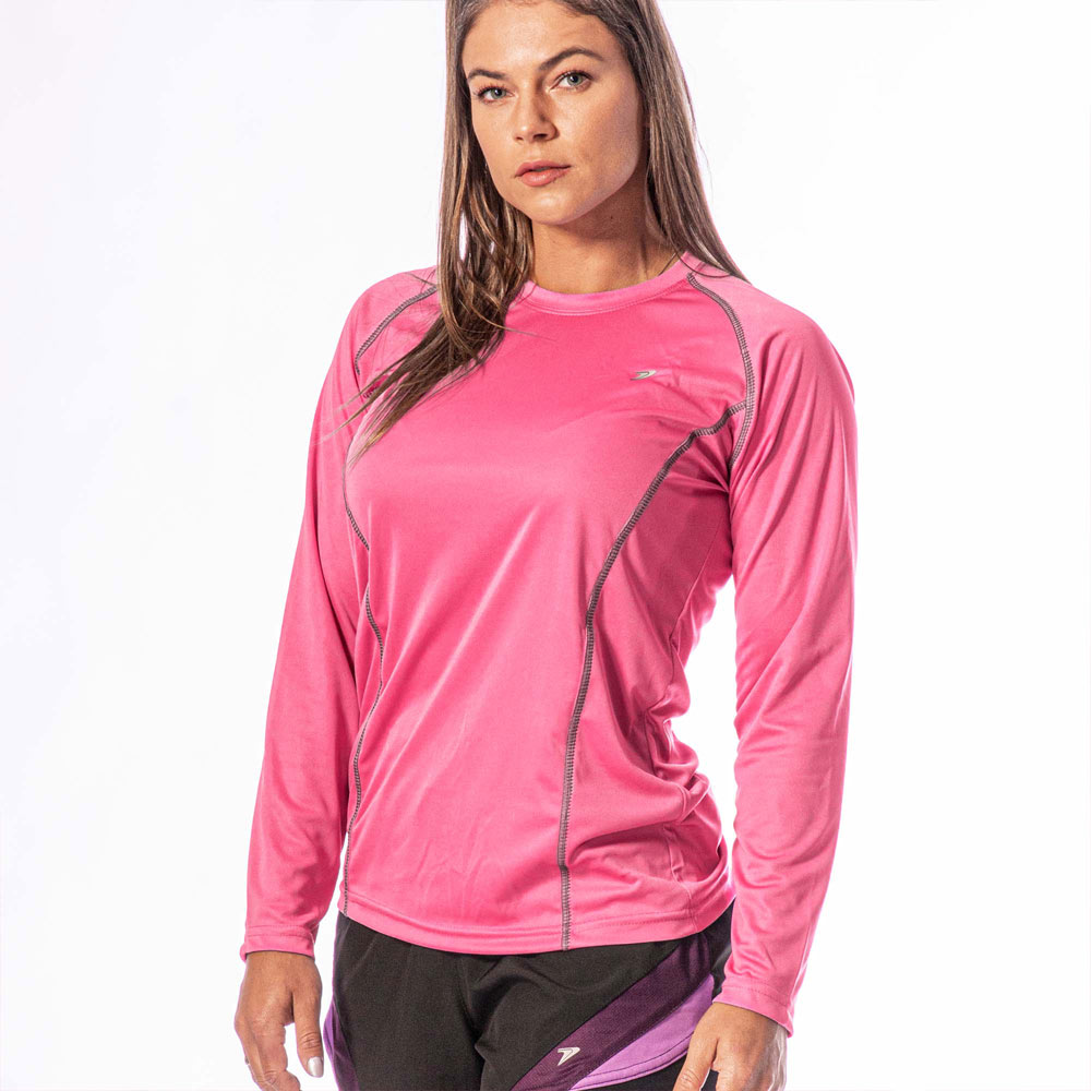 Camiseta Poker Proteção Uv50+ M/L Feminina Rosa  - Sportime