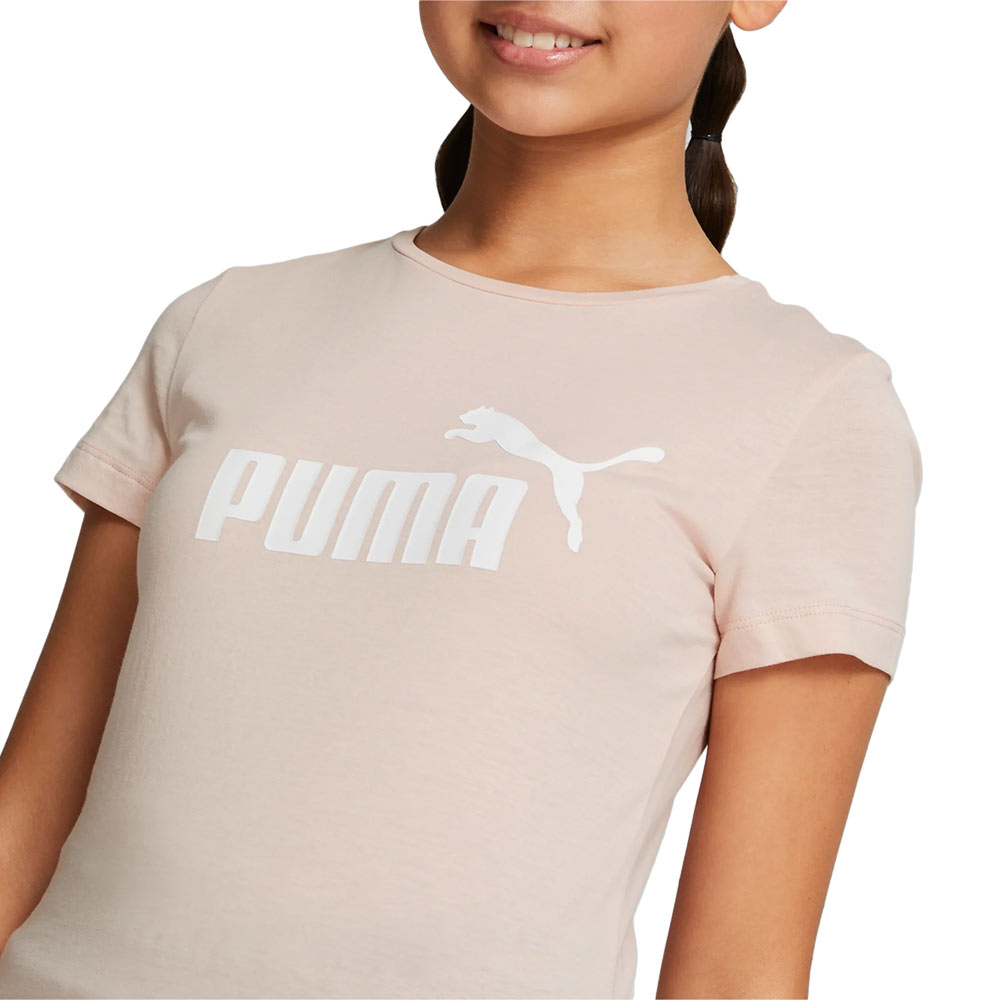 Camiseta Puma Essential Logo Rosa Juvenil - Sportime