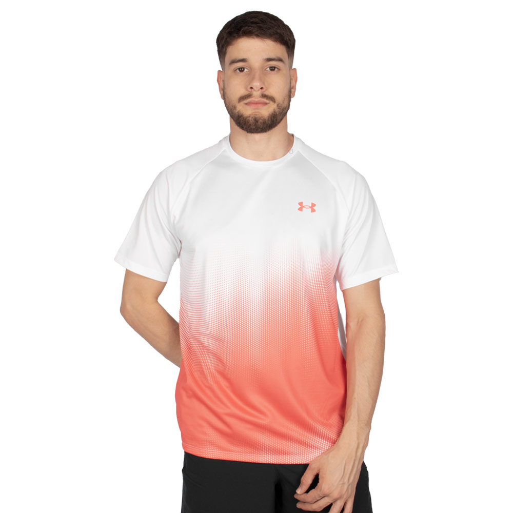 Camiseta Under Armour Tech Fade Branco/Vermelho