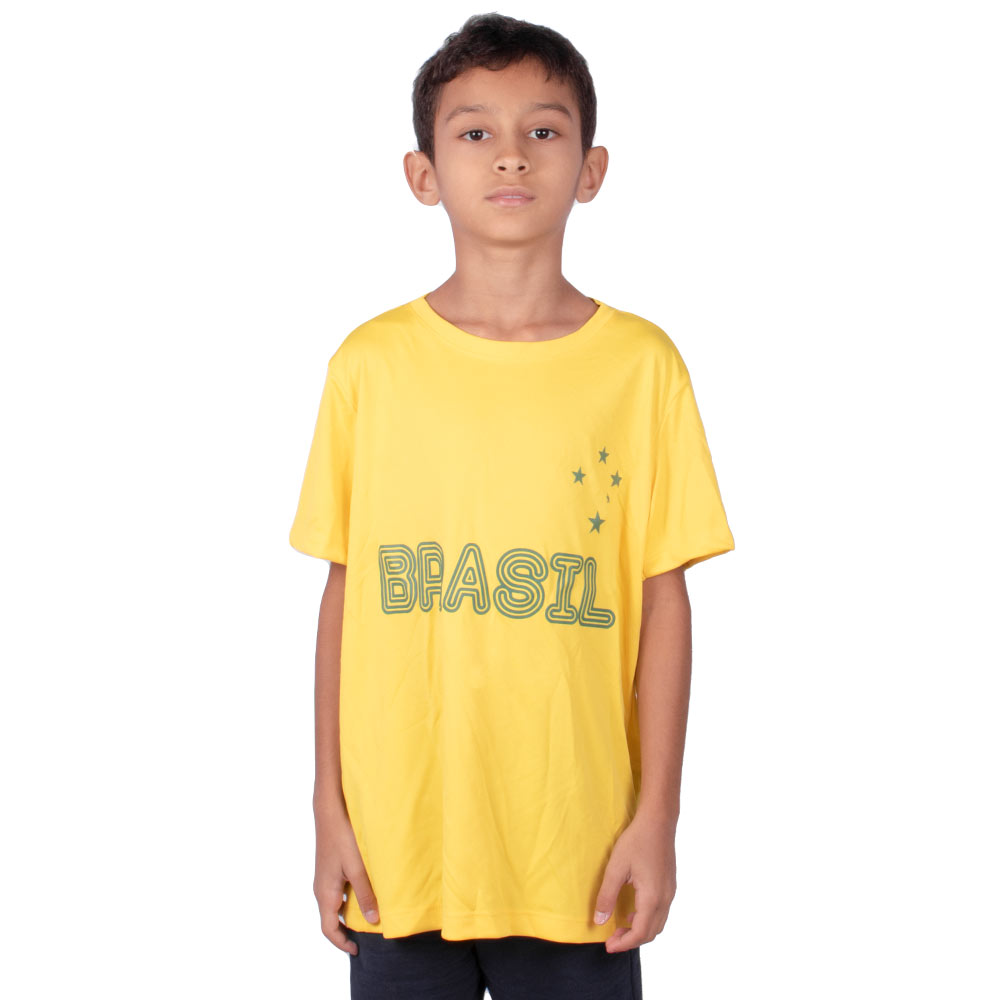 Camiseta Wunder Brasil Infantil Copa 2022 Amarelo