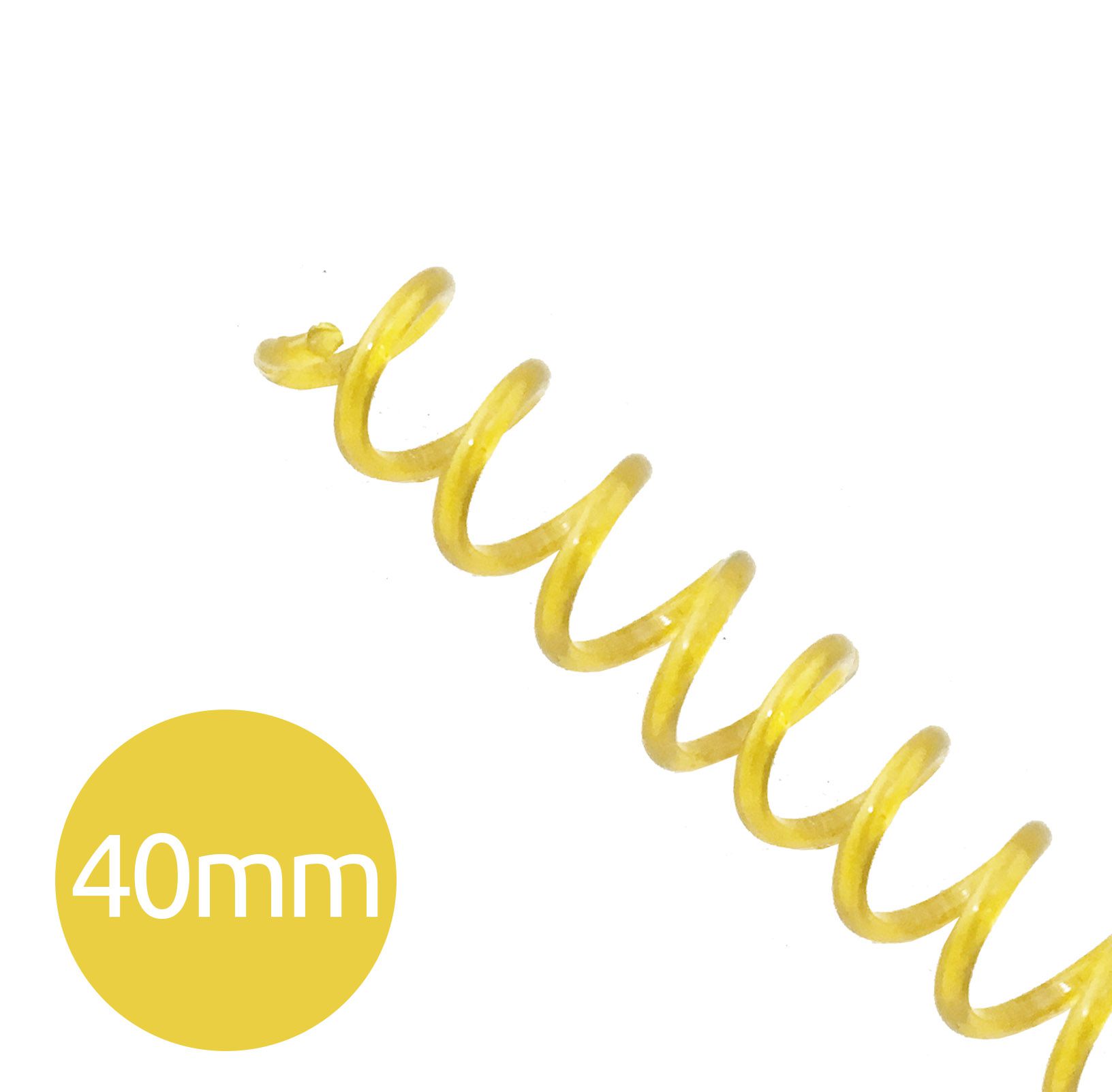 Espiral para Encadernação Amarelo Transparente 40mm 350 Folhas 20 undEspiral para Encadernação Amarelo Transparente 33mm