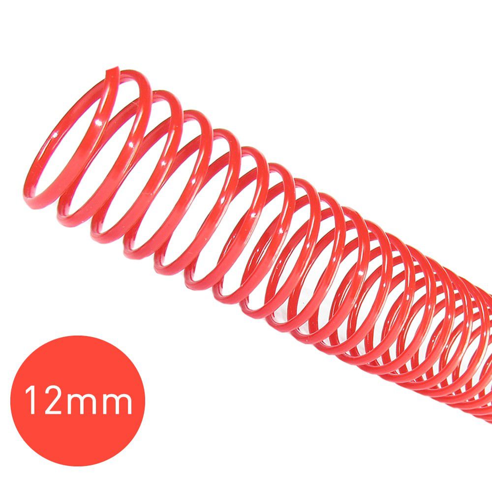 Espiral para Encadernação Vermelho 12mm 70 Folhas 100 und