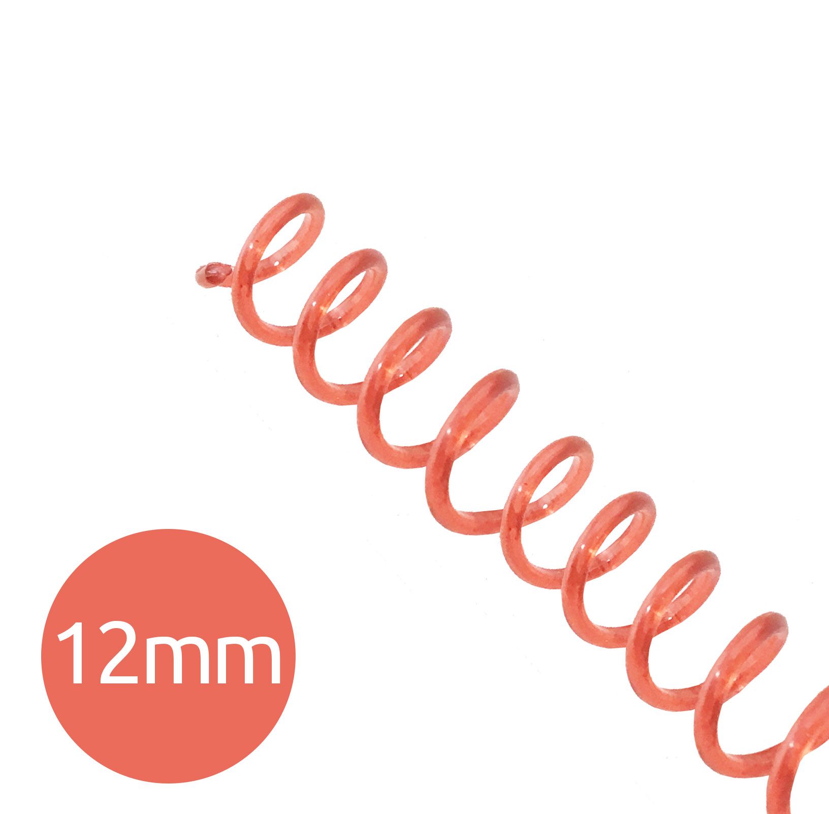 Espiral para Encadernação Vermelho Transparente 12mm 70 Folhas 100 und