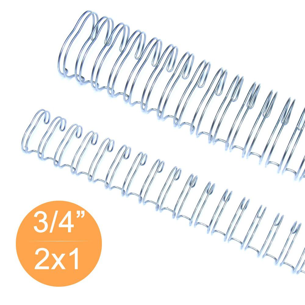 Wire-o Garra Duplo Anel 3/4" para 140 fls A4 2x1 Prata(Silver) 50 und
