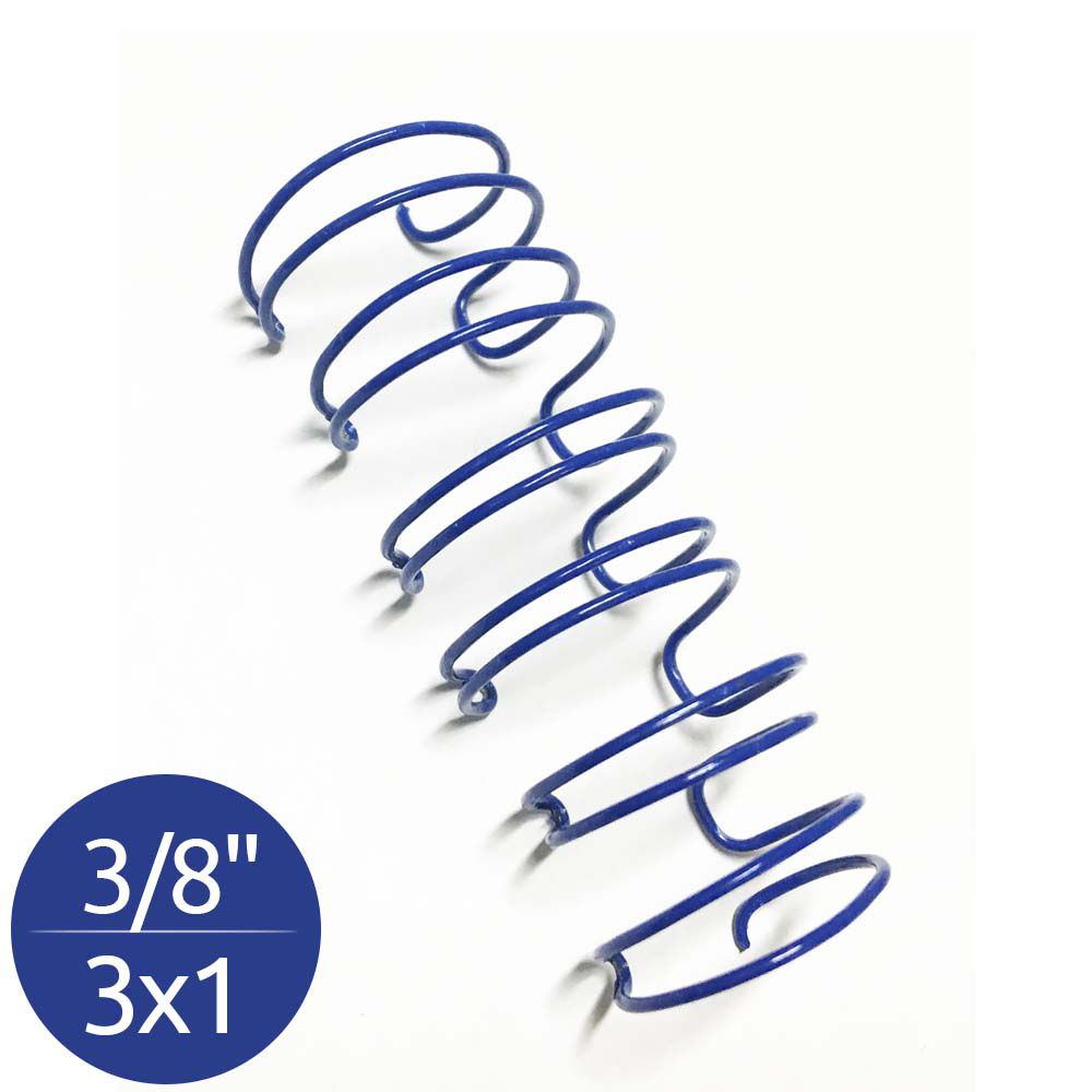 Wire-o Garra Duplo Anel 3/8" para 60 fls Ofício 3x1 Azul 100 und
