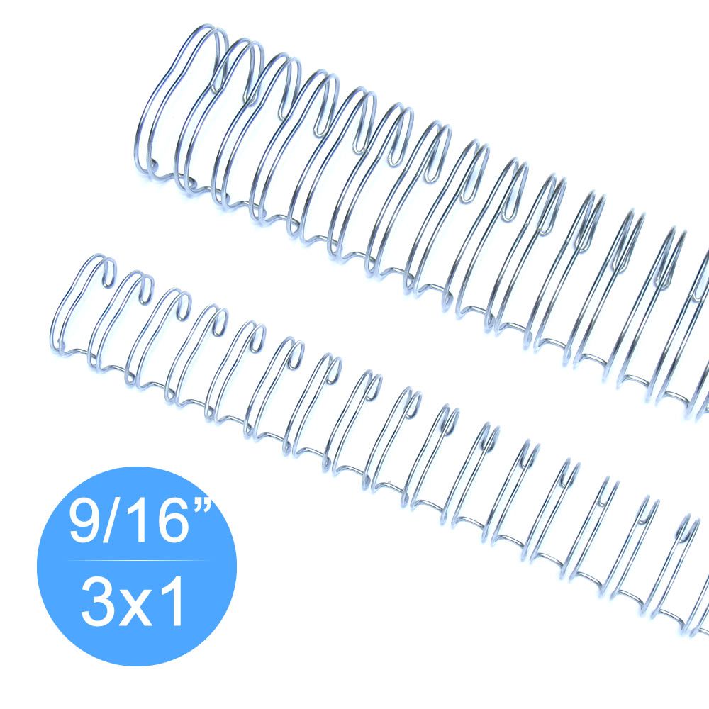Wire-o Garra Duplo Anel 9/16" para 110 fls A4 3x1 Prata(Silver) 100 und