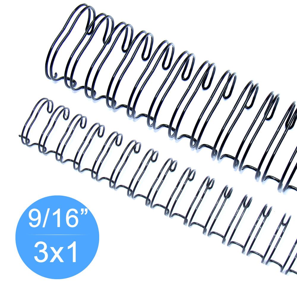Wire-o Garra Duplo Anel 9/16" para 110 fls A4 3x1 Preto 100 und