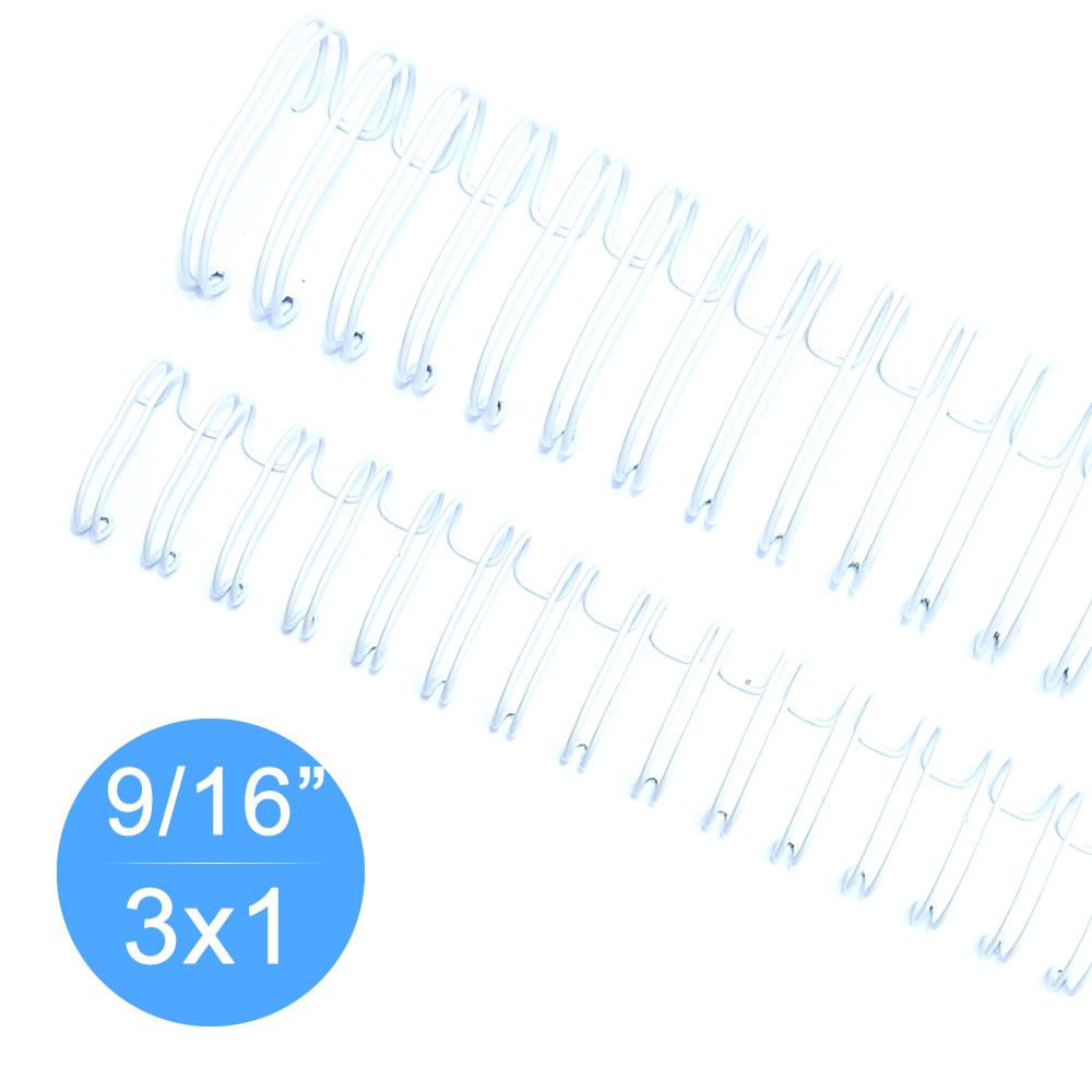 Wire-o Garra Duplo Anel 9/16 para 110 fls Carta 3x1 Branco 100 und