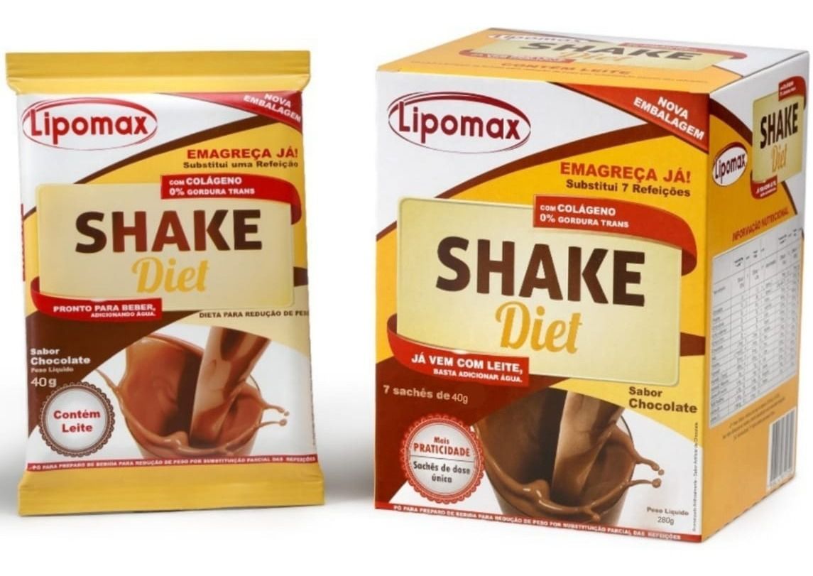 Lipomax Shake Diet Chocolate - 7 sachês de 40g