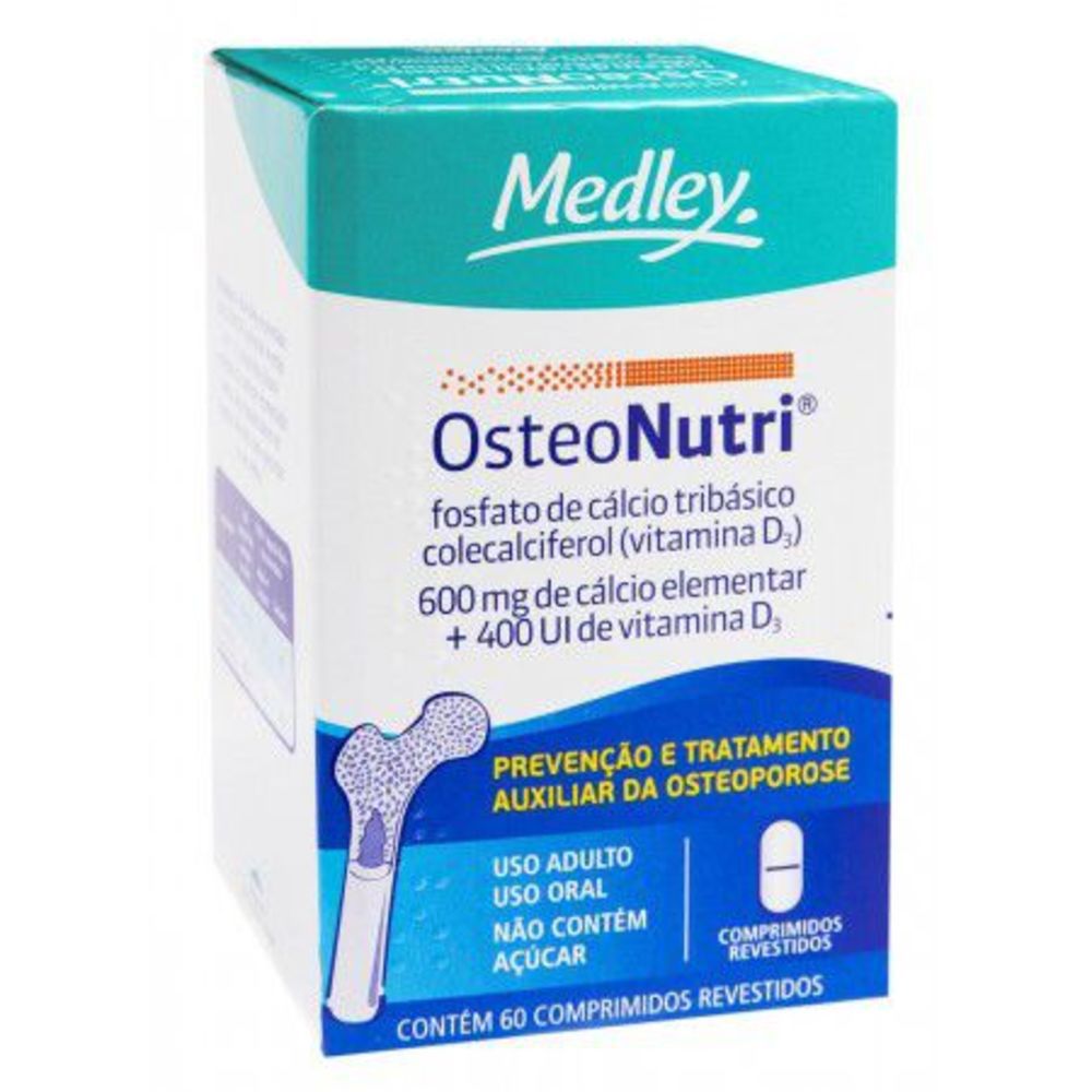 Osteonutri 600mg + 400ui 60cps - Medley - Osteoporose