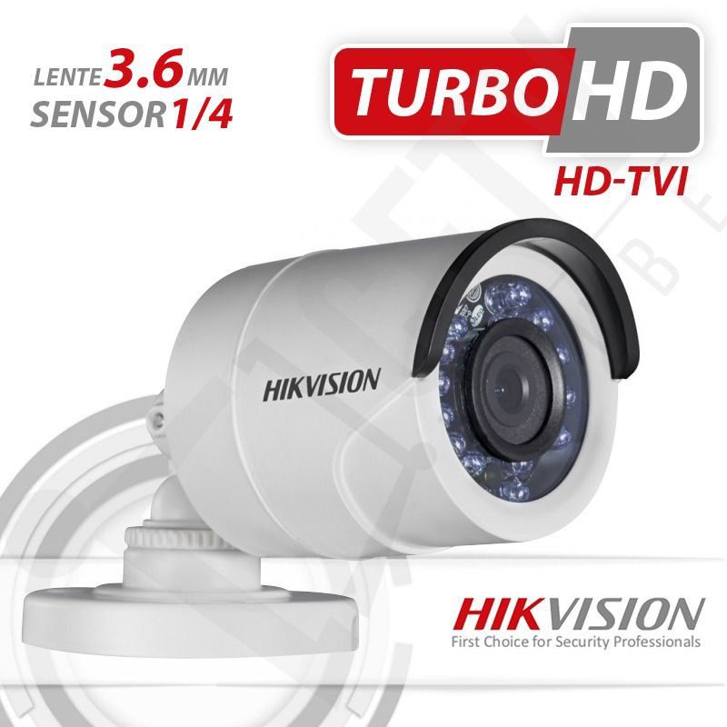 Câmera Hikvision Bullet HD-TVI Turbo HD (1.0MP | 720p | 3.6mm | Metal).