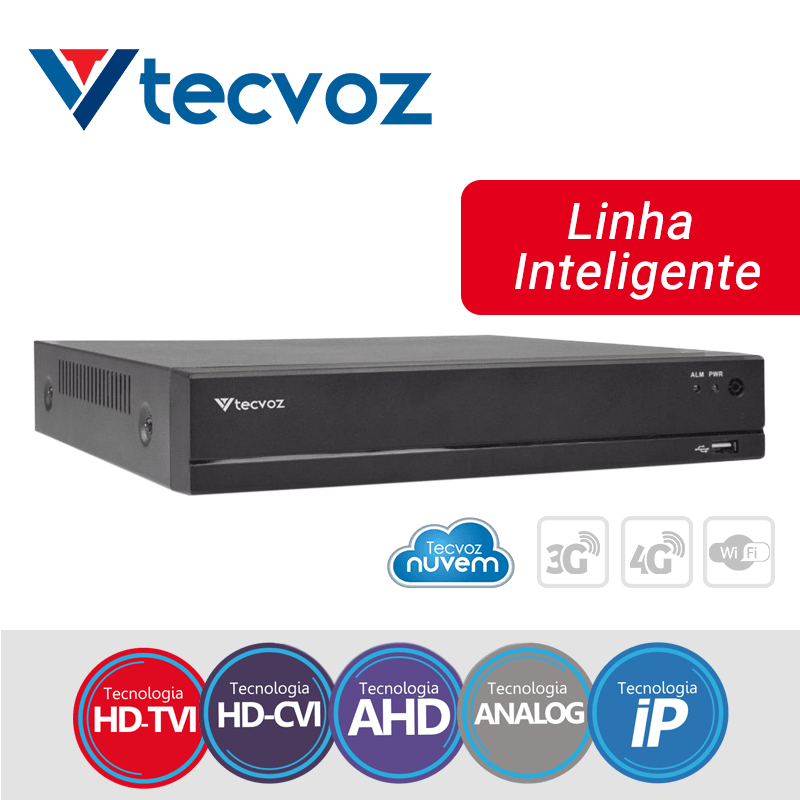 DVR Tecvoz 04 Canais Flex HD Linha Inteligente TV-E504.