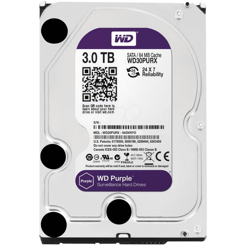 HD Sata Western Digital (WD) Purple 3TB - Sugerido pela Intelbras.