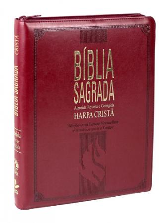 Bíblia Letra Gigante c/ Letras Vermelhas RC - Harpa e Zíper - Vinho