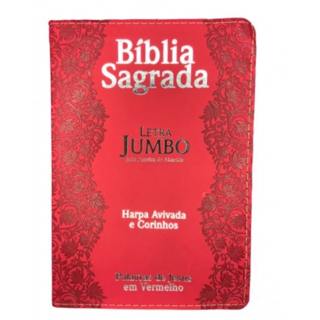 Bíblia Letra Jumbo Capa Luxo - Flores - Vermelha