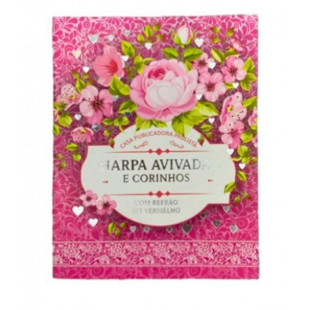 Harpa Avivada e Corinhos Médio - Letra Gigante - Capa Floral Pink - Brochura