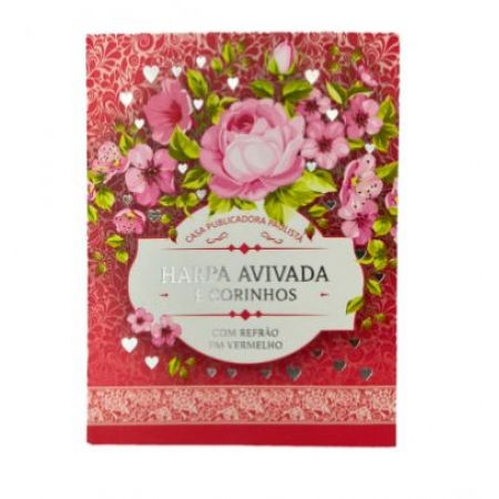 Harpa Avivada e Corinhos Médio - Letra Gigante - Capa Floral Rosa - Brochura