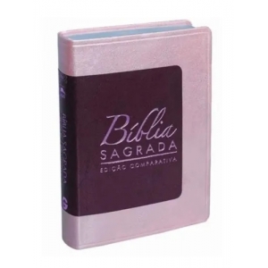 Bíblia Edição Comparativa RC / NVI Luxo - Vinho/Rosa - Produto do Sebo