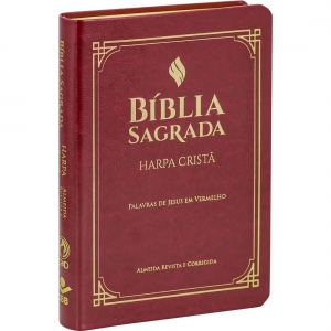 Bíblia Letra Grande RC - Letras Vermelhas e Harpa - Vinho