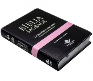 Bíblia RC ExtraGigante e Índice - Preta c/ Faixa Rosa