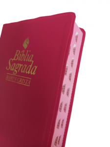 Bíblia RC Letra Gigante c/ Letras Vermelhas e Harpa - Pink