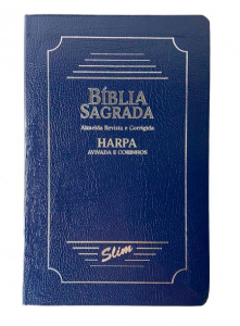 Bíblia Sagrada Slim com Harpa Avivada e Corinhos - Azul