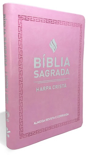 Bíblia Sagrada Harpa Cristã Slim Luxo Rosa Claro