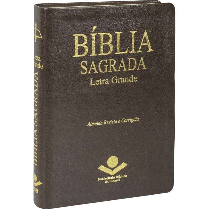 Bíblia Sagrada Letra Grande Revista e Corrigida Capa Marrom