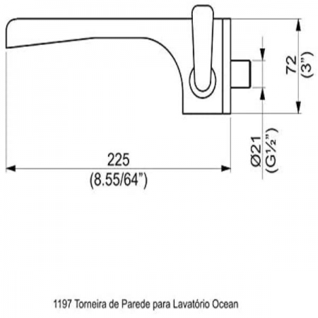 Torneira Lavatório Parede Ocean 1197.C88 Perflex