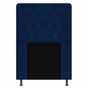 Cabeceira Estofada Brenda 100 cm Solteiro Com Botonê Suede Azul Marinho - Doce Sonho Móveis