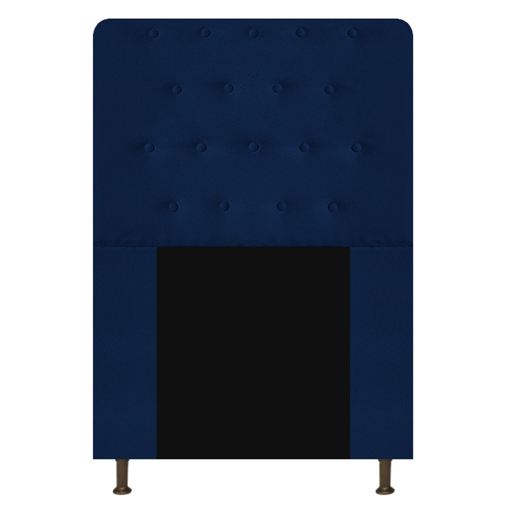 Cabeceira Estofada Brenda 100 cm Solteiro Com Botonê Suede Azul Marinho - Doce Sonho Móveis