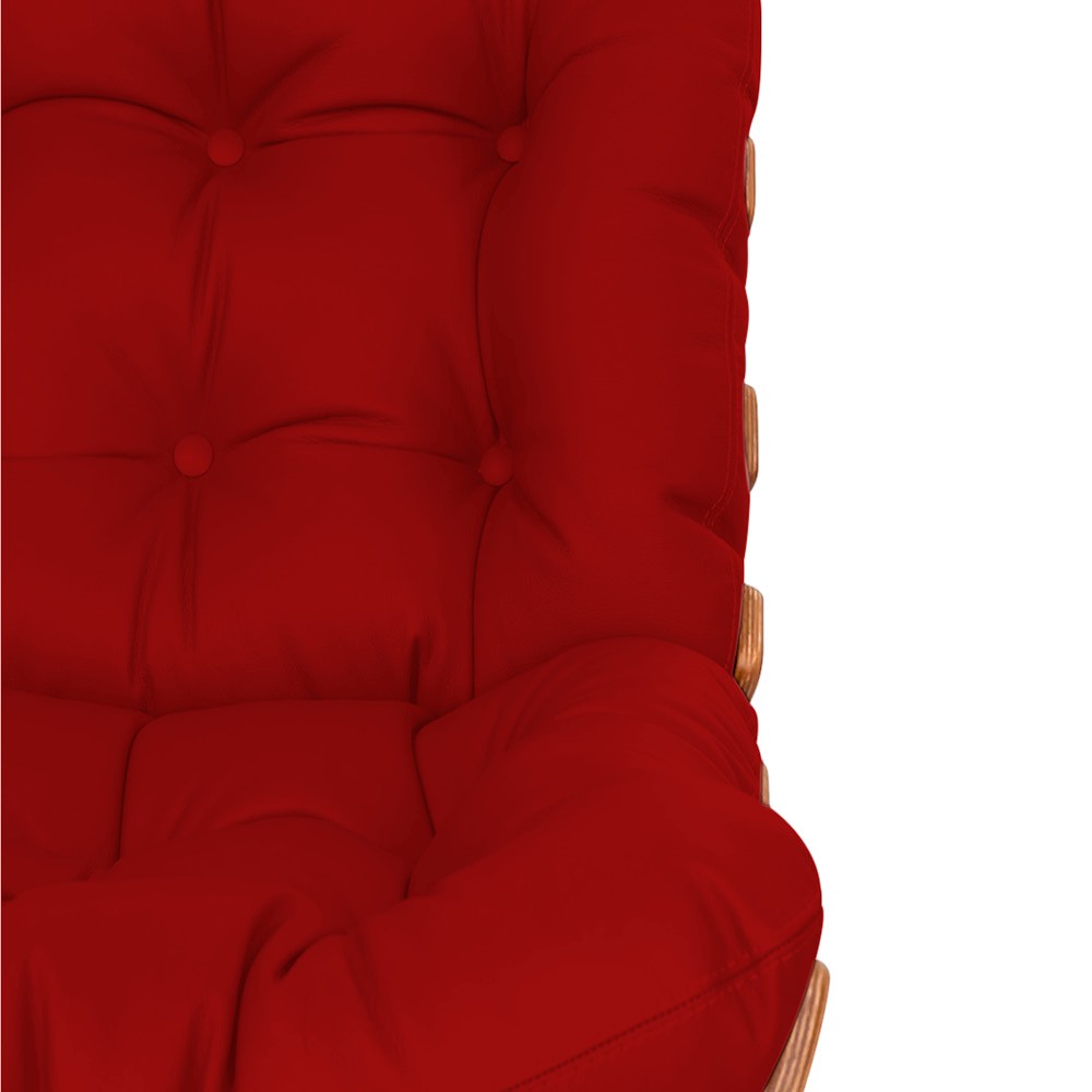 Poltrona Decorativa Costela Base Fixa Corano Vermelho - Doce Sonho Móveis