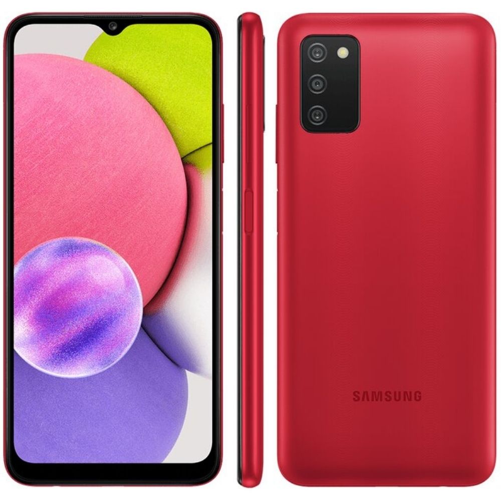 Smartphone Samsung Galaxy A03s 64GB - Vermelho, 4G, Câmera Tripla 13MP + Selfie 5MP, Processador Octa-core, RAM 4GB, Tela 6.5