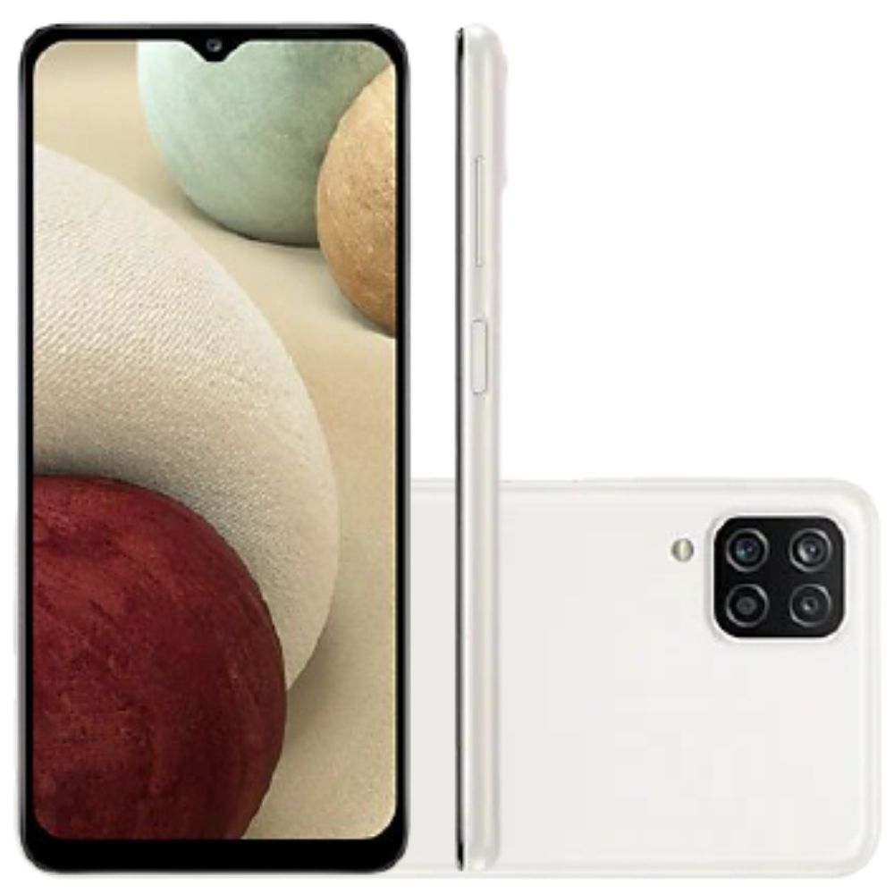 Smartphone Samsung Galaxy A12 64 GB - Branco, 4G, Câmera Quadrupla 48MP + Selfie 8MP, Processador Octa-core, Chipset Exynos 850, RAM 4GB, Tela 6.5