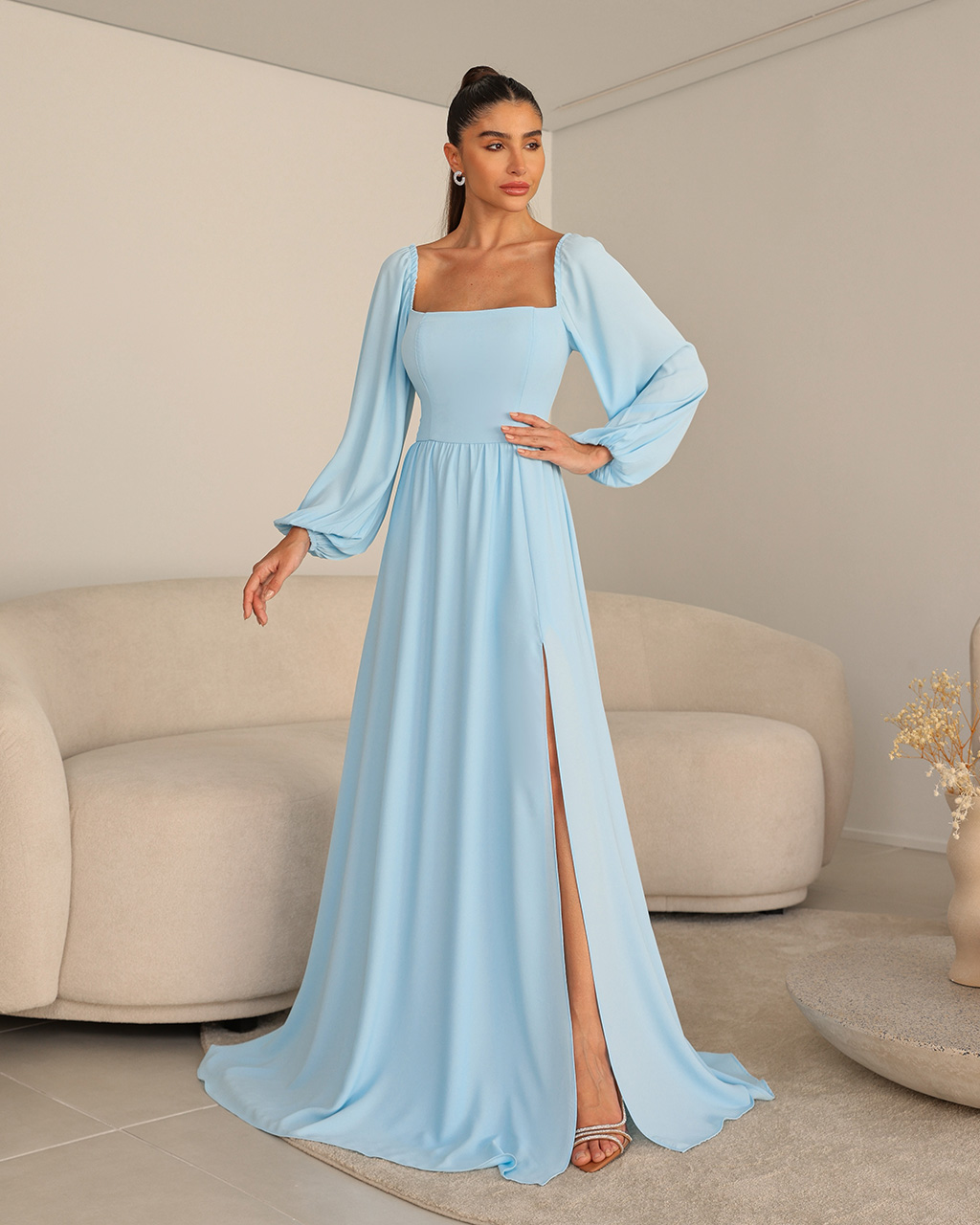 Vestido Longo Azul Serenity Adriana  - Empório NM