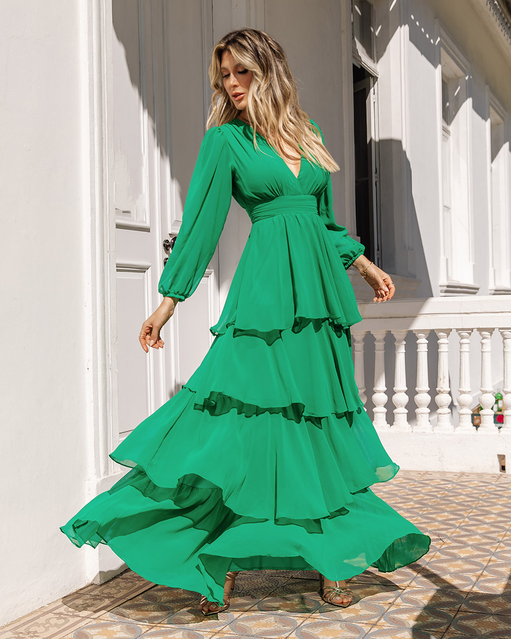 Vestido Longo Verde Fatima - Empório NM
