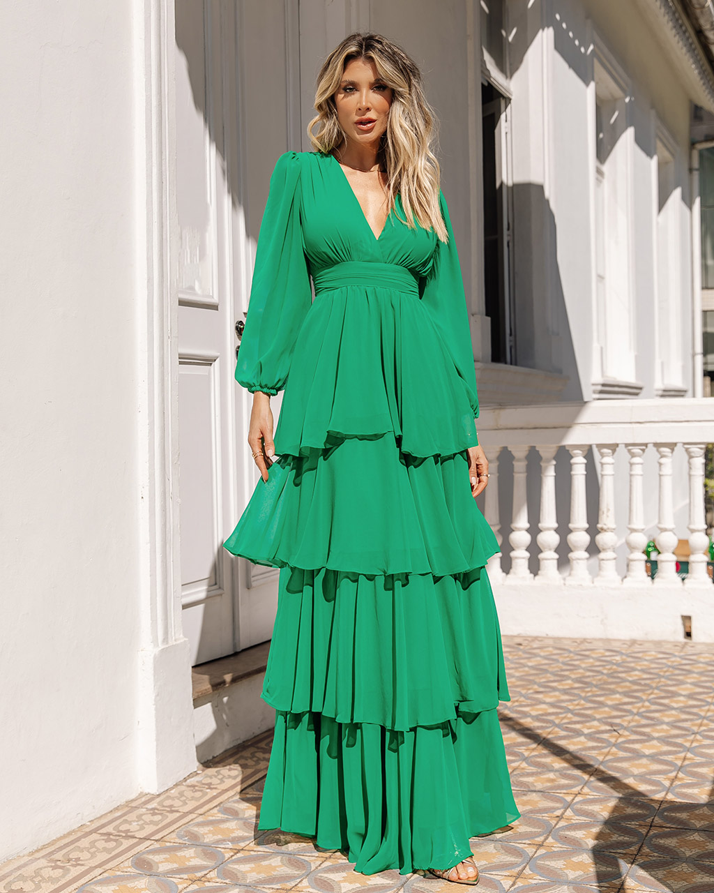 Vestido Longo Verde Fatima - Empório NM