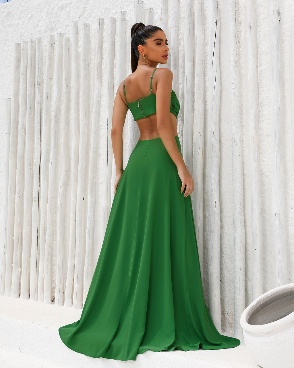 Vestido Longo Verde Silvana - Empório NM