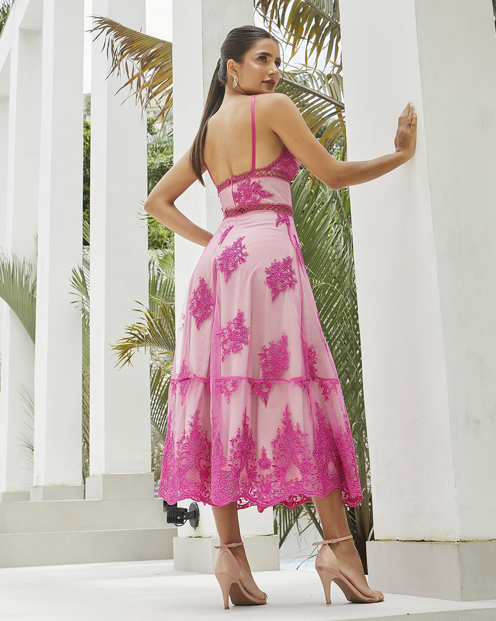 Vestido Midi Pink Luciana  - Empório NM