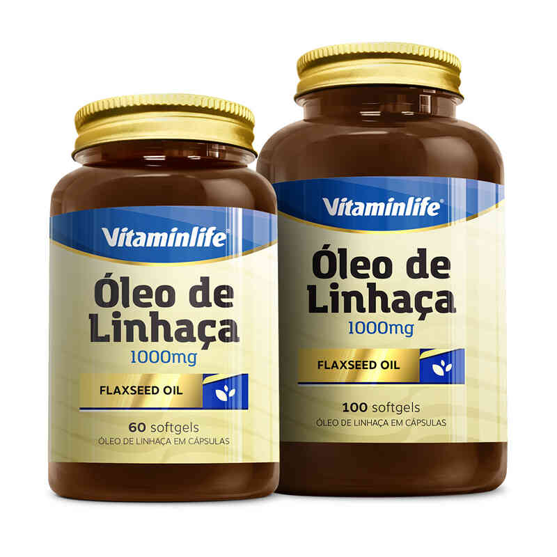Óleo de Linhaça 1000 mg  100 Cápsulas  Vitamin Life