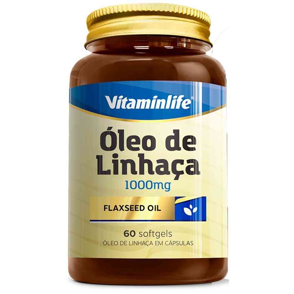 Óleo de Linhaça 1000 mg  60 Cápsulas  Vitamin Life