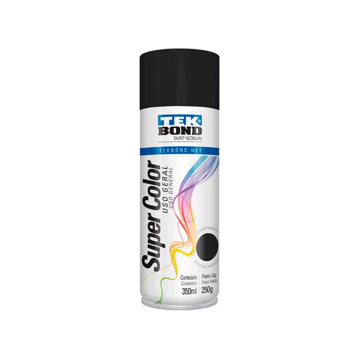 Tinta Spray Preto Fosco Super Color Uso Geral 350ml