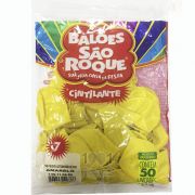 Balão Cintilante Amarelo N07 50 unid São Roque