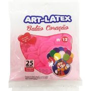 Balão Coração Rosa N12 25 Unid Art Latex