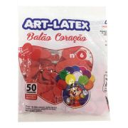 Balão Coração Vermelho N06 50 unid Art Latex