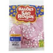 Balão Poá Rosa Baby Bolinhas Brancas N9 25 unid São Roque