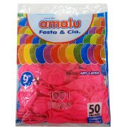 Balão Rosa Pink N09 50 unid Amalu