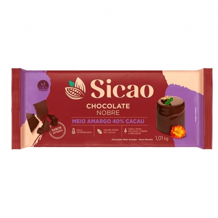 Chocolate Meio Amargo 1,01Kg Sicao Gold