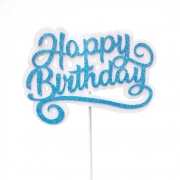 Topo de Bolo Happy Birthday Azul Piffer