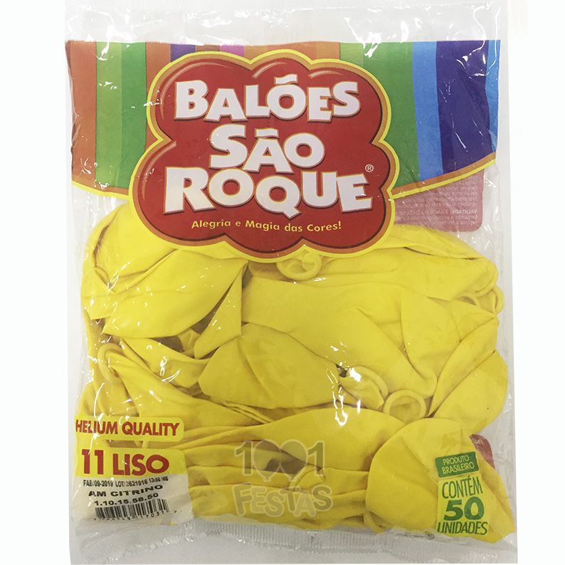 Balão Amarelo Citrino N11 50 unid São Roque